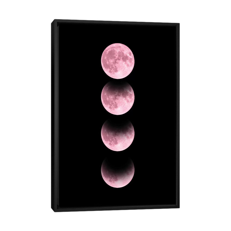 «Pink Moon», impression sur toile, H 26 po x l 18 po x P 1,5 po, Toile avec cadre noir, Pas de tapis
