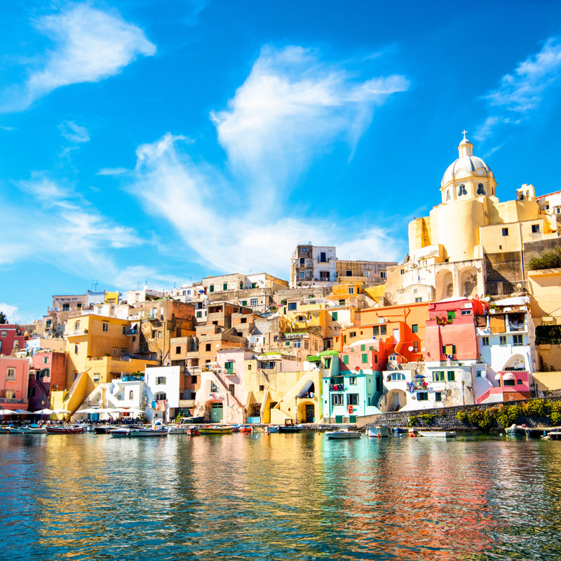 Procida in Naples, Italy - Photographie sur toile tendue, H 36 po x l 36 po, Yes, Cadre noir simple