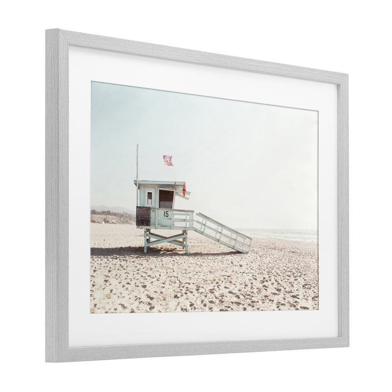 «Lifeguard Hut», drapeau des États-Unis, reproduction encadrée sous verre, conception de Sissi et Seb, H 17 po x l 23 po