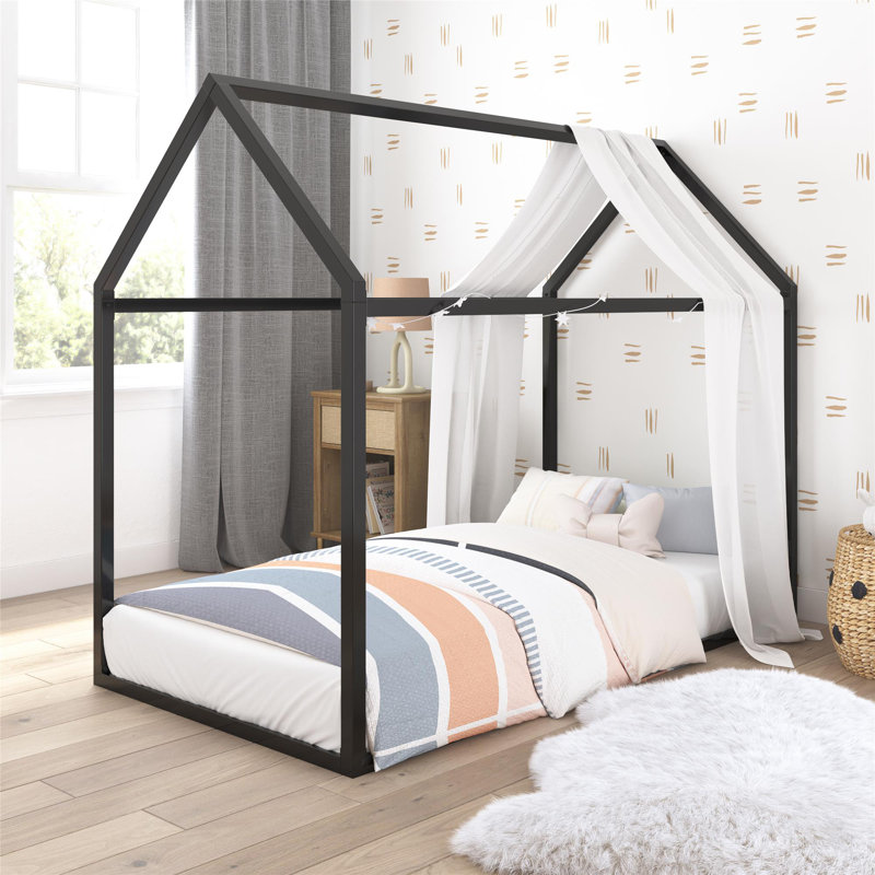 Nova Metal Montessori House Bed, Twin, Black