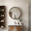 Miroir mural coulissant rond avec tablettes de rangement - Armoire latérale en bois à 2 niveaux, Miroir suspendu peu encombrant