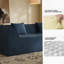 Canapé modulaire compressible de 98 po de largeur avec coussins rectangulaires et canapé-lit en mousse à mémoire de forme-2067053701