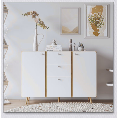 Buffet durable avec 3 tiroirs et 2 portes, tablettes réglables pour un rangement et une présentation polyvalents