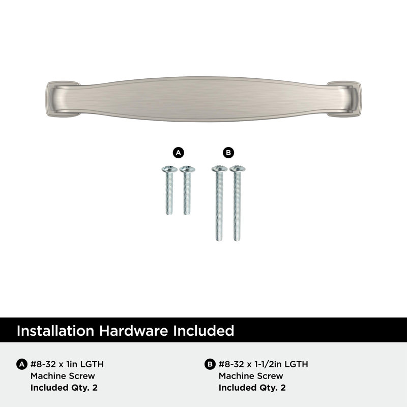 Poignée d'armoire Franklin centre à centre en nickel satiné 3-3 / 4 pouces (96 mm) - paquet de 10, 3 3/4", Nickel satiné