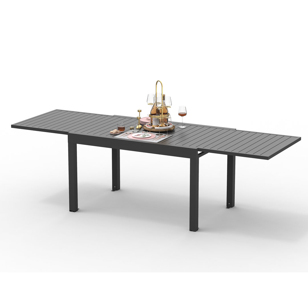 Malakah Rectangular Metal Extendable Outdoor Dining Table , 59.45'' in. W 37.4'' in. D Latitude Run®