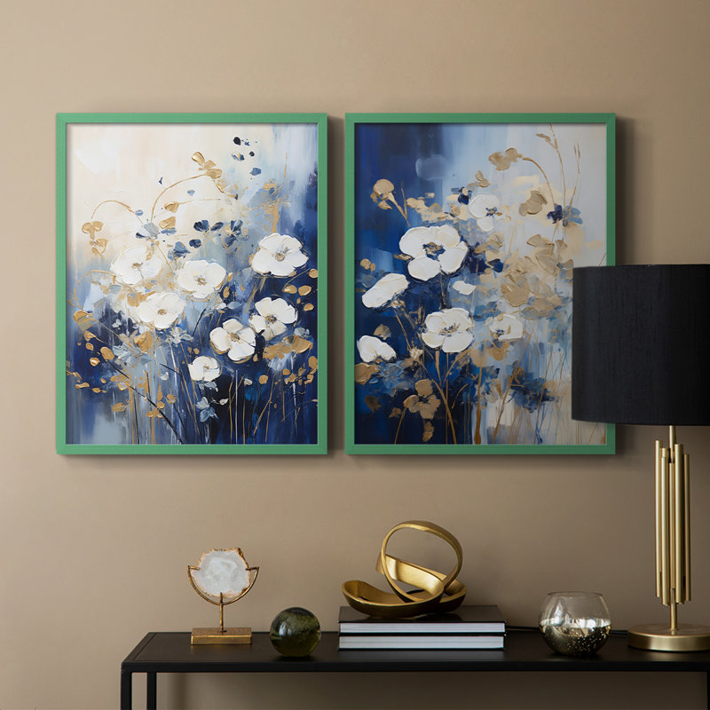 Série FLORAL CCLXV - Reproduction encadrée de qualité supérieure - prête à être accrochée - aucun clou requis - aucun clou requis