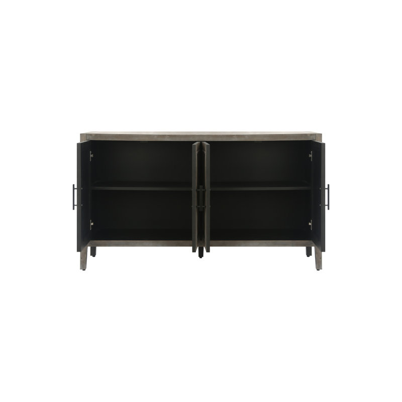 Armoire de cuisine spacieuse avec 4 portes - Console brun antique, entrée de 60 pouces et tablette réglable