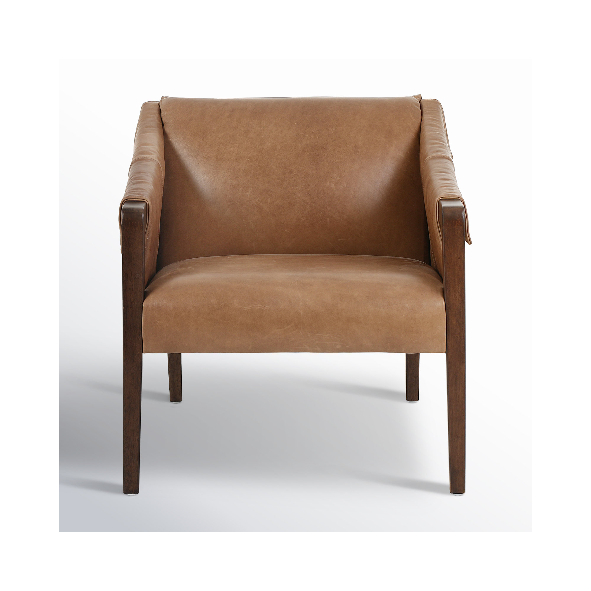 Karin 27" Wide Armchair, Brown Genuine Leather, Brown
