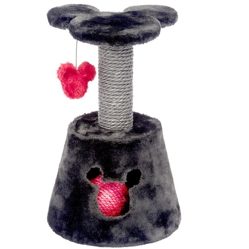 14" Dark Gray and Red Sisal Cat Activity Center