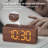 Wooden Digital Alarm Clocks For Bedrooms: Dimmable Dual Alarm Clock With Large Numbers For Bedside Desk - Brown