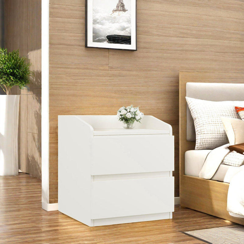 60cm W Manufactured Wood Bedside Table, White