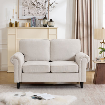 61" Rolled Arm Loveseat Chenille Modern Sofa