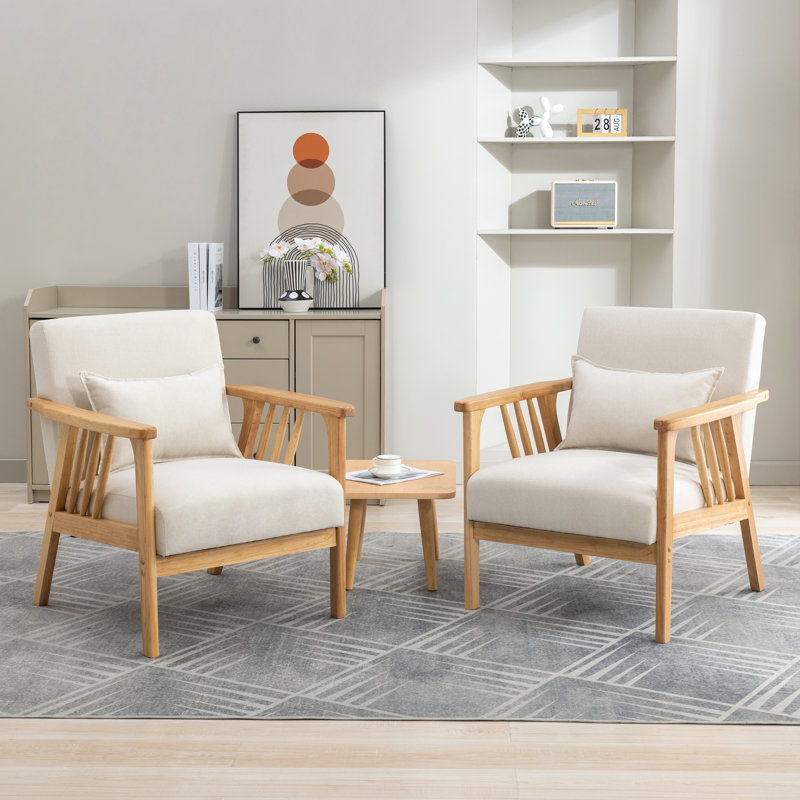 Raeliegh Upholstered Armchair, Beige Linen