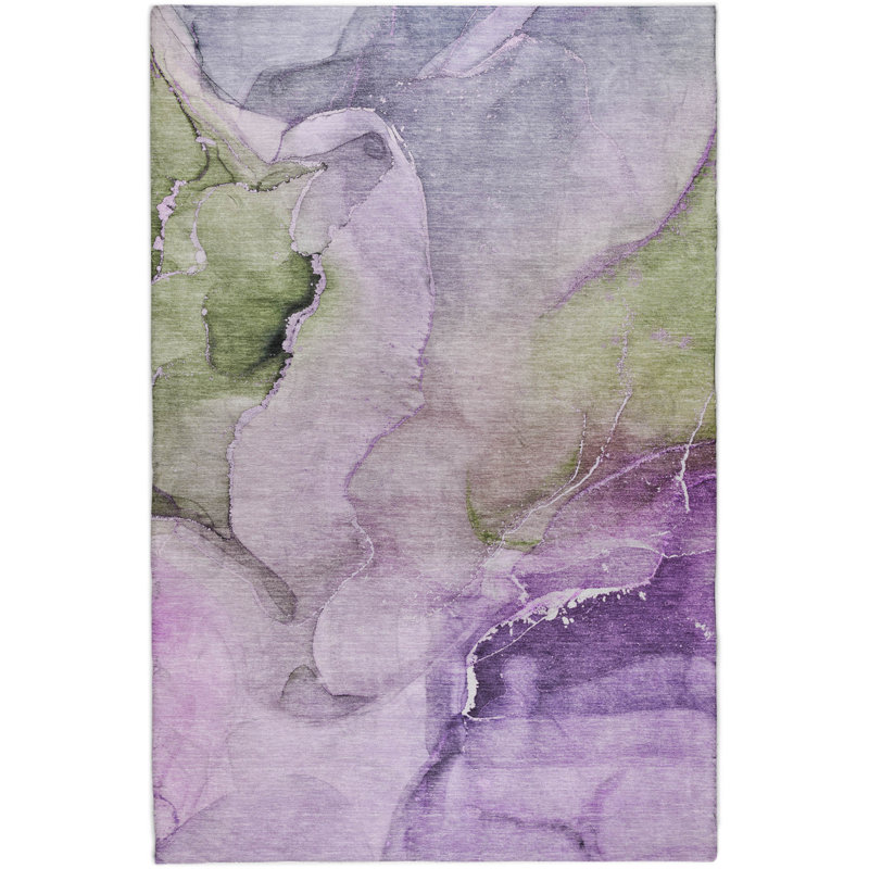 Premium Machine Washable Dream Shag ADS521 Watercolors Rug, 8' x 10', Purple