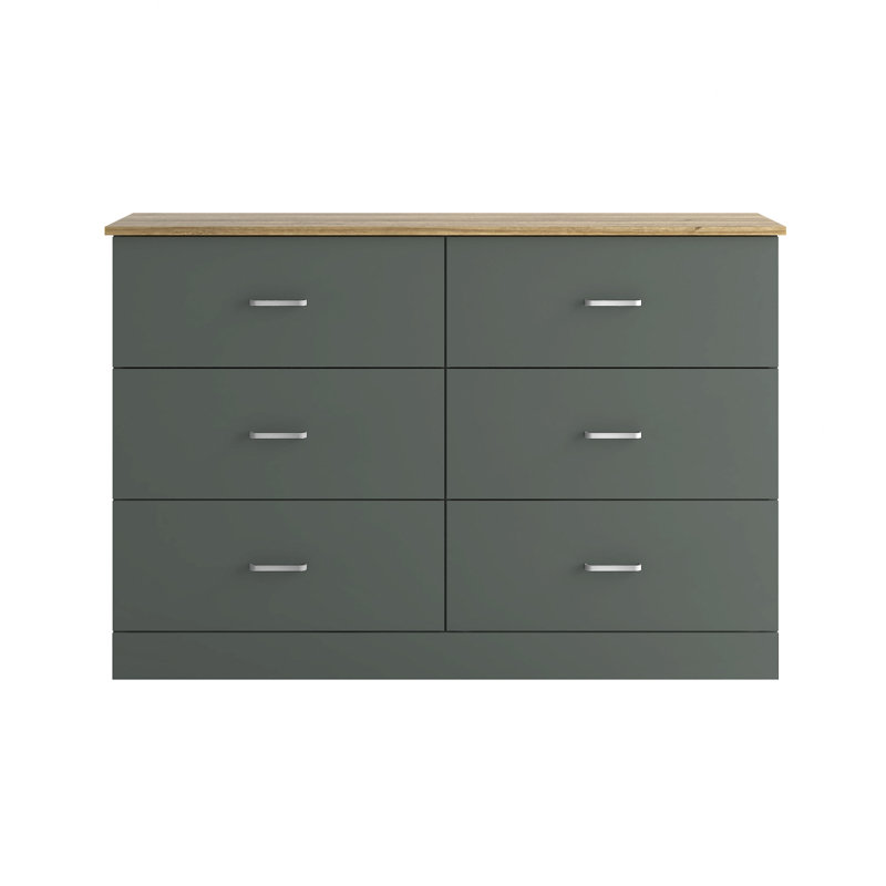 Commode 6 tiroirs Allyannah, Vert chou frisé / robuste