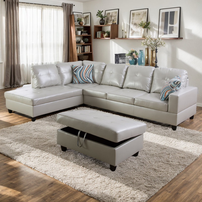 Ebern Designs Ephrem 3 - Piece Vegan Leather Sectional - Wayfair Canada