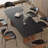 Black + Nut-brown Rectangular Sintered Stone + Solid Wood Dining Table-704610949