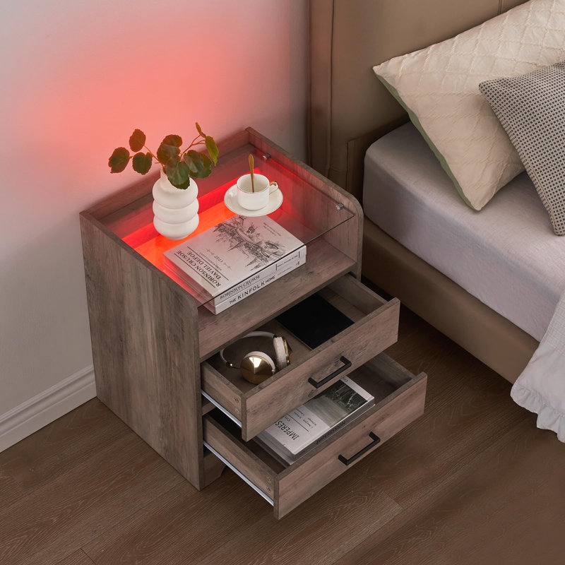 Hersel 2 - Drawer Nightstand, Gray