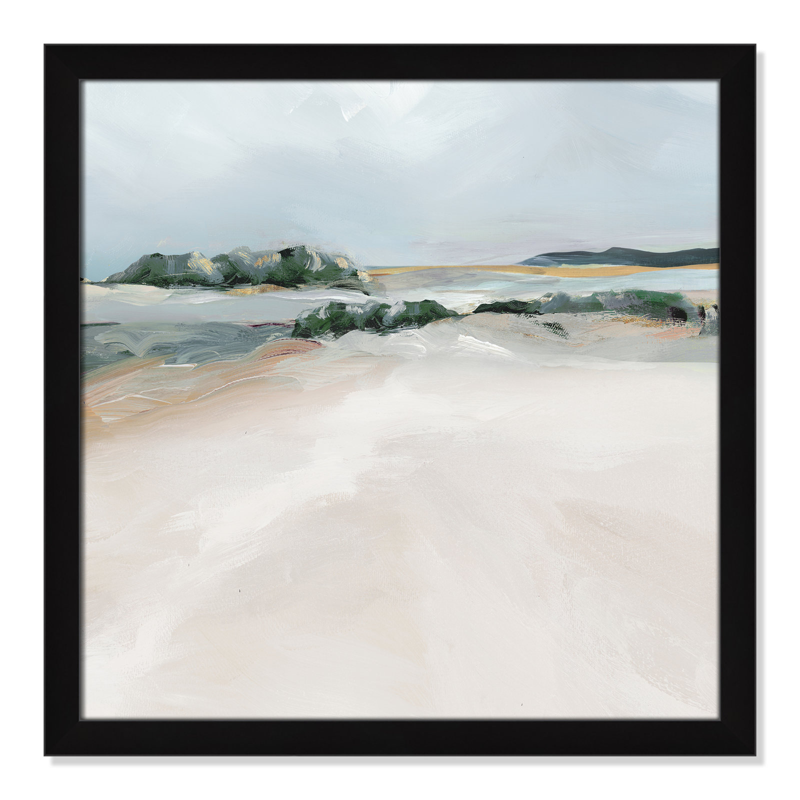 Anelis "Shimmering Path" Painting, 24.5" H x 24.5" W x 1.12" D, Black Framed