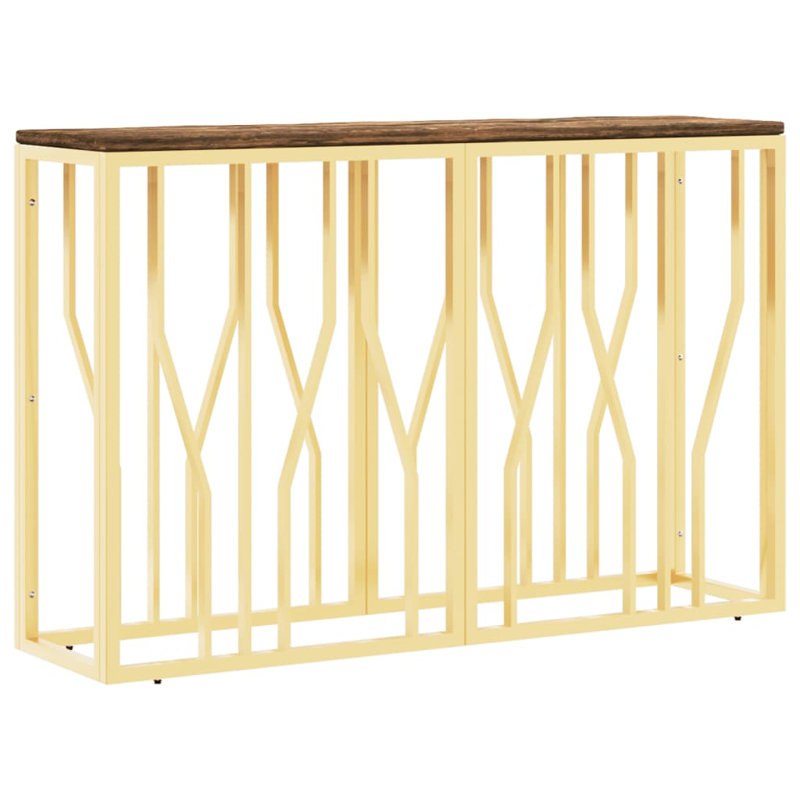 Wildomar Glass Top Console Table, Clear/Matt Brushed Nickel, 27.6" H x 27.6" W x 11.8" D