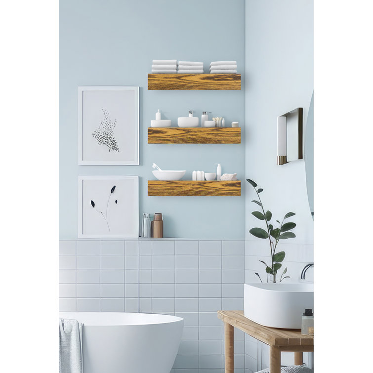 Emerald Lee 3 Piece Oak Floating Shelf