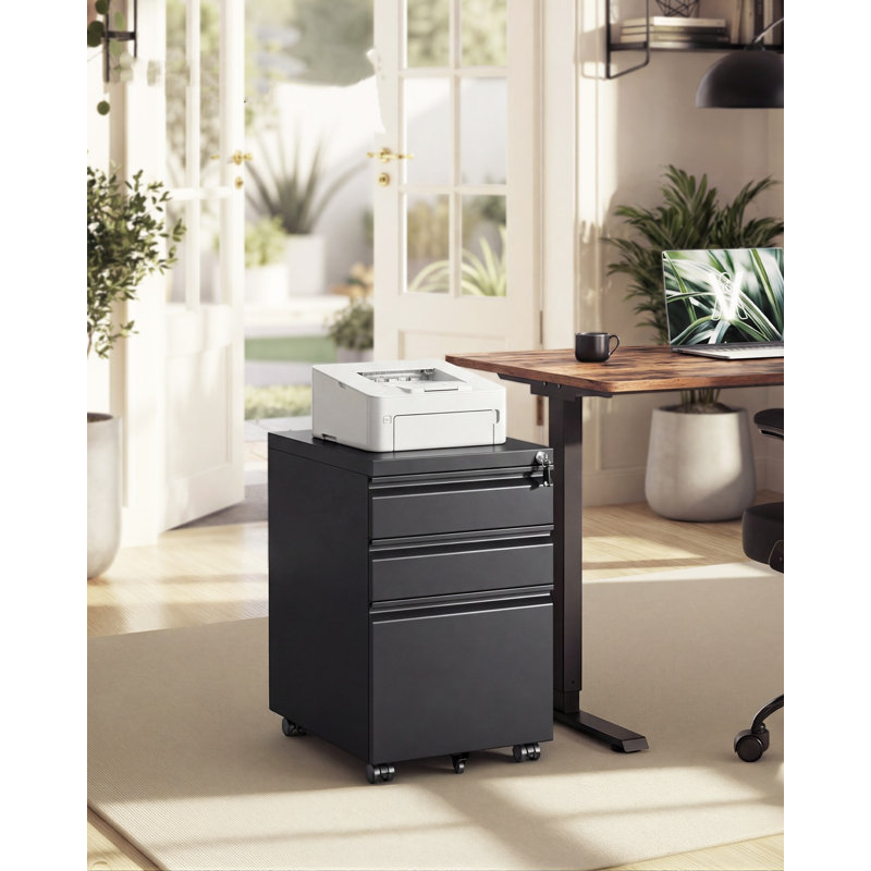50cm Wide 3 -Drawer File Cabinet, Matte Black