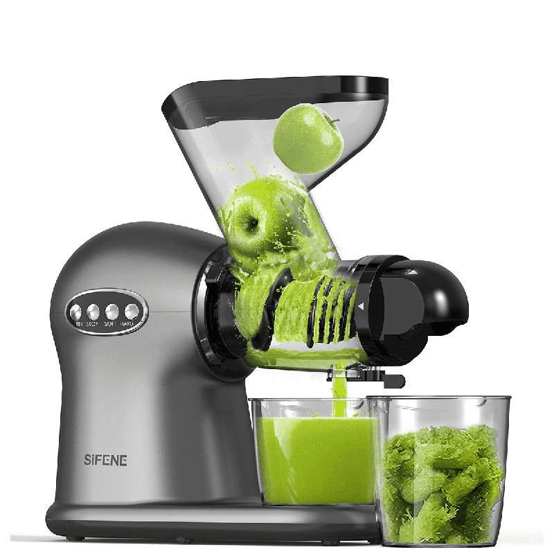 Presse-agrumes à pression froide Sifene 200w, double goulotte large de 3 po, anti-colmatage, facile à nettoyer, sans bpa, gris, nouveau