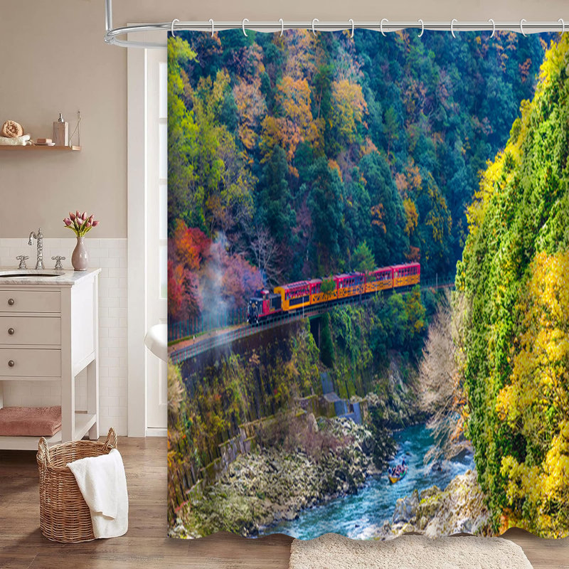 Rideau de douche rouge avec 12 crochets, L 72 po x l 72 po