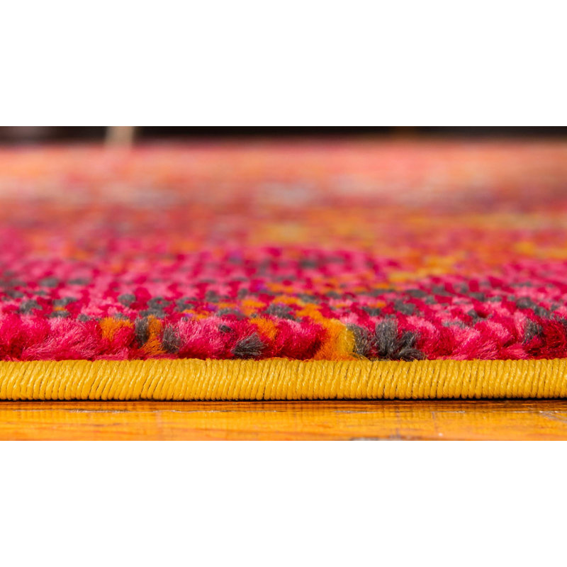 Eddins Washable Abstract Indoor Rug, Round 8'