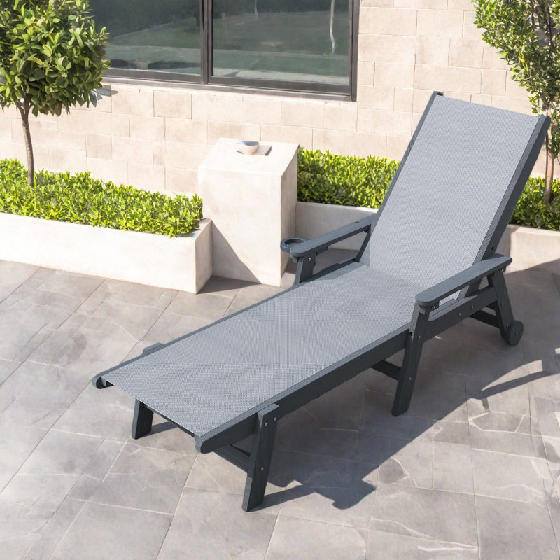 Méridiennes de patio réglables, chaise de piscine moderne mobile HDPE