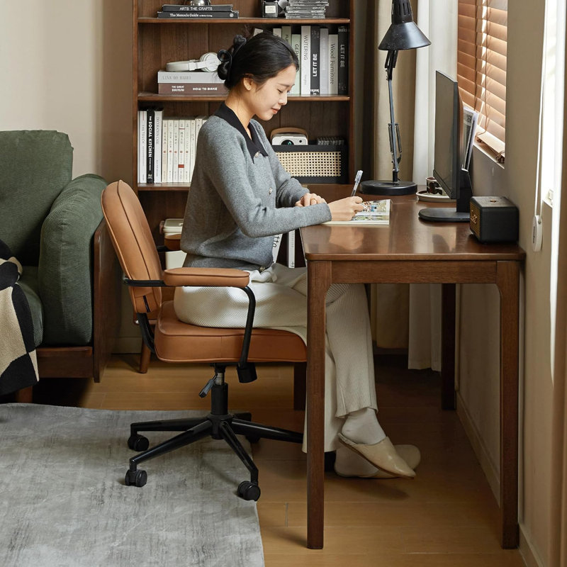 Bureau d'écriture en bois massif, L 39 po, Brun
