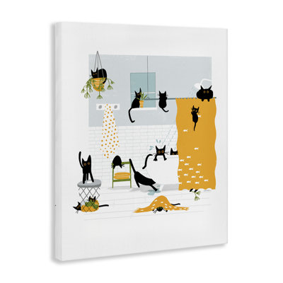 «Black Cats Bath Time», art mural sur toile par Leeza Hernandez