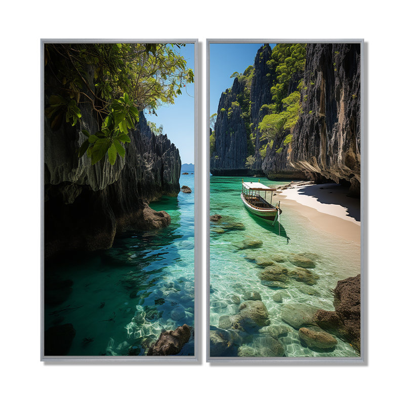 Perle de l'Orient, Philippines - Pêche, impressions d'art traditionnelles sur toile à 2 panneaux, 20" H x 24" W, Silver