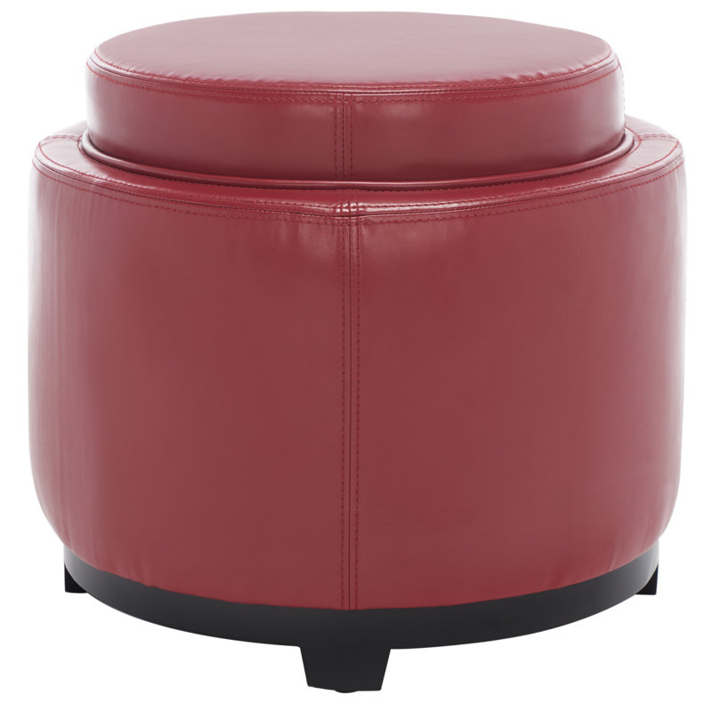 Maiden Upholstered Ottoman, Red Faux Leather