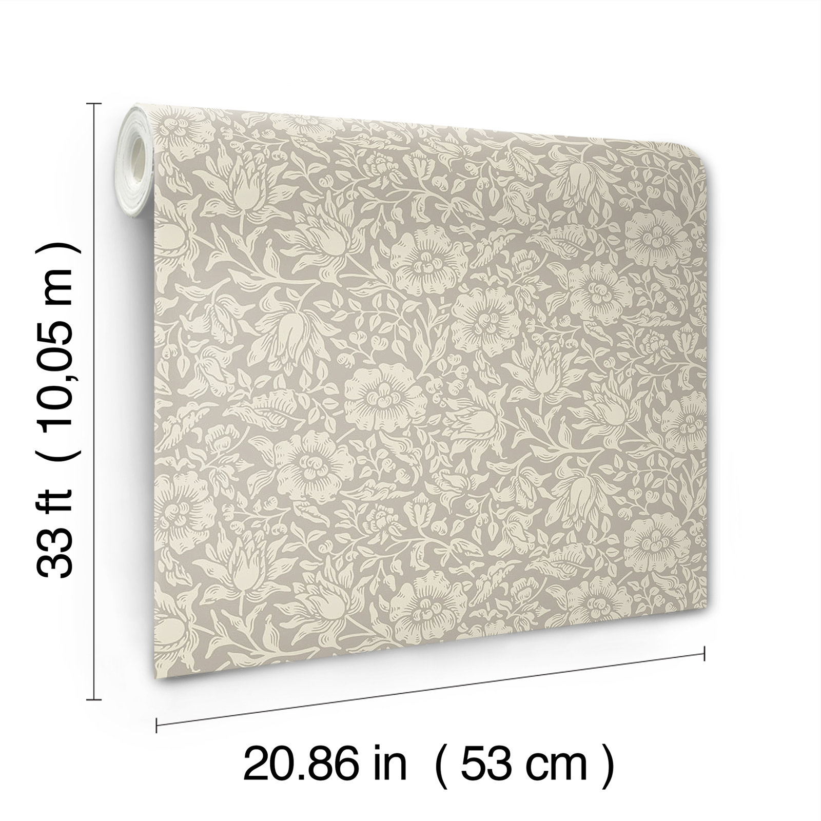 Mallow Floral Wallpaper, Gray