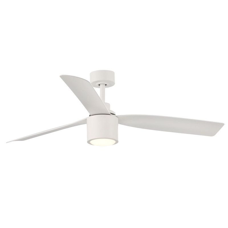 RAVIAN 52 inch 3-Blade Ceiling Fan With Remote and Dimmable Light, Matte White