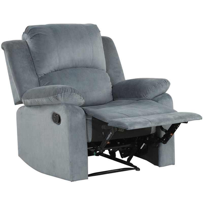 Fauteuil inclinable manuel rembourré en microfibre Nikodemos, Gris