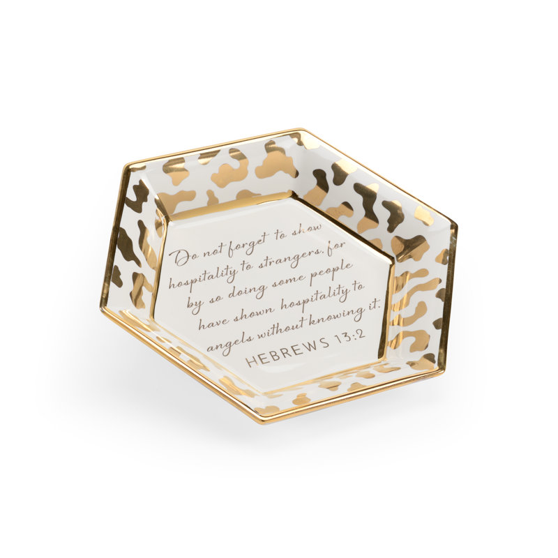 Ceramic Decorative Plate, White/Gold