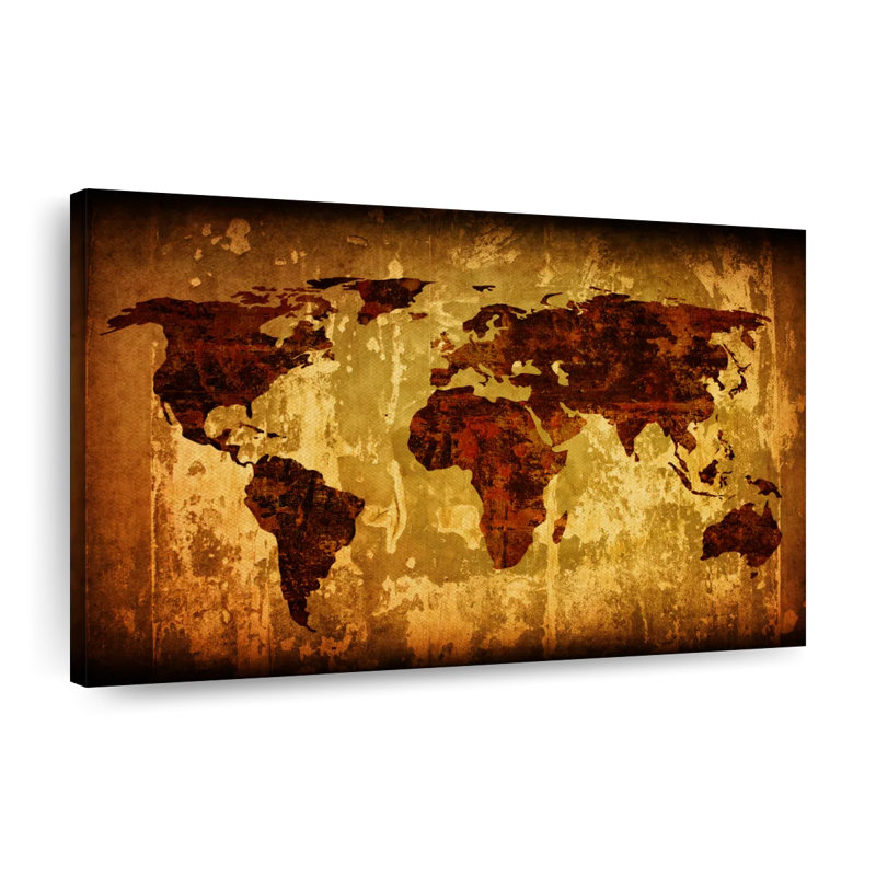 Vintage World Map Canvas Print, 30" H x 45" W x 1.25" D