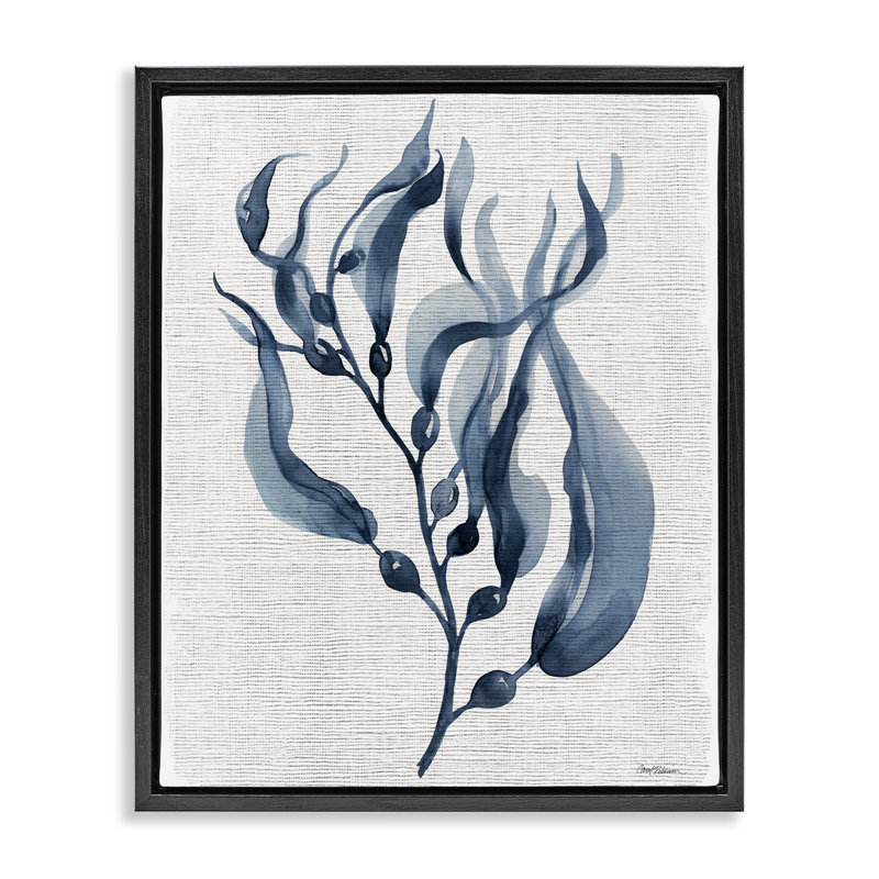 Cadre flottant délicat à feuilles ondulées, design par Carol Robinson, H 31 po x l 25 po, Cadre flottant noir de jais