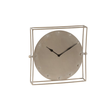 Metal Mechanical Tabletop Clock in Silver