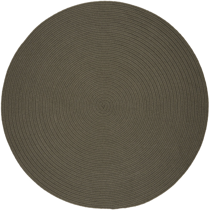 Tapis gris tressé à la main Smyth, Rond 4 pi