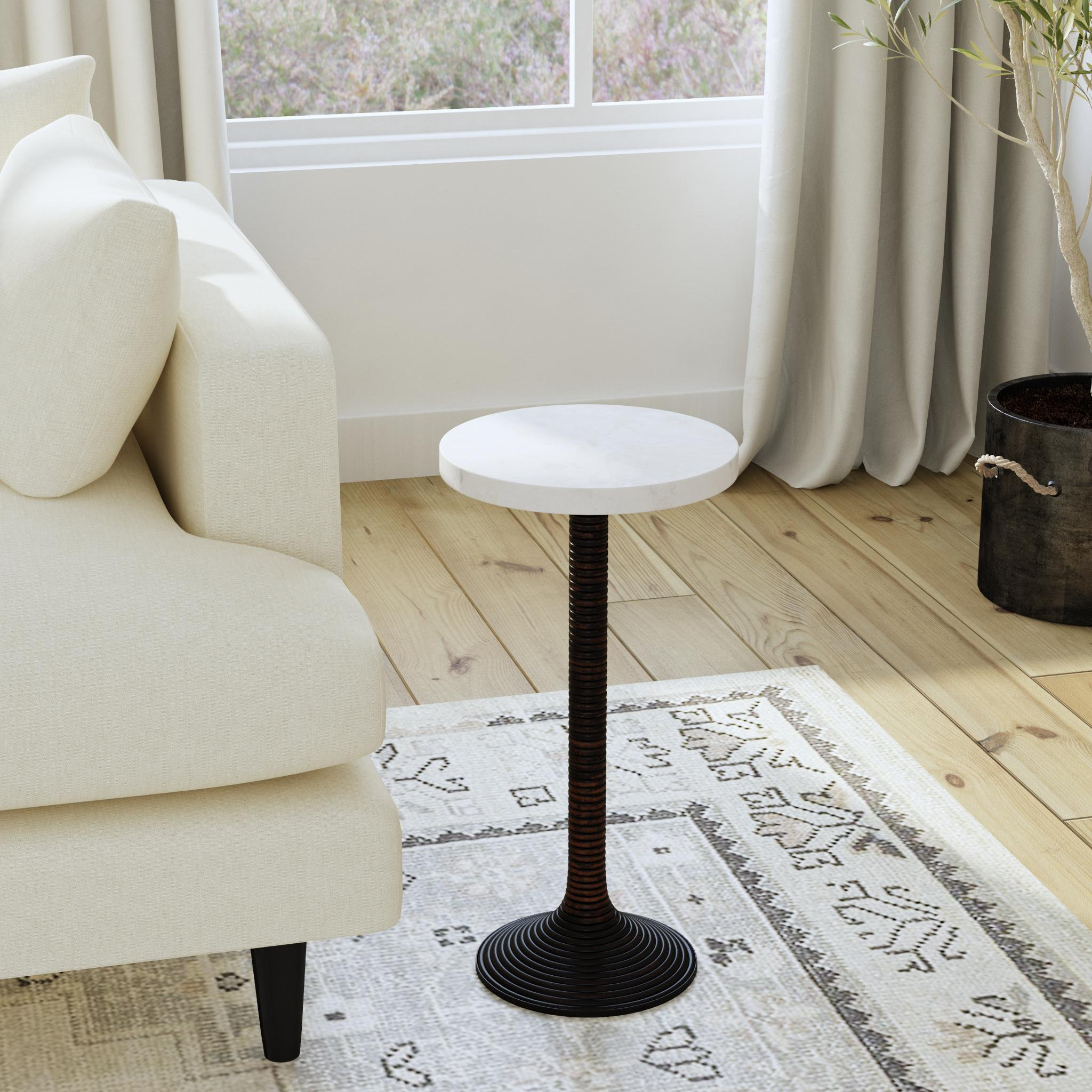 Joss & Main Adika Round Marble and Ribbed Metal Martini Table & Reviews