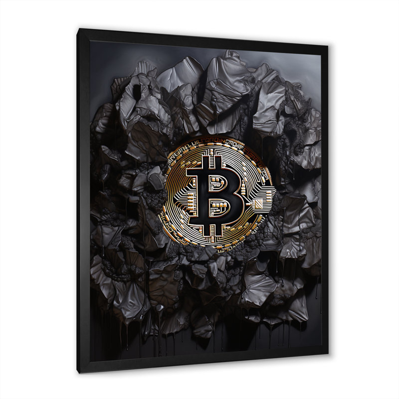 " Black Bitcoin II ", Black Single Picture Framed, 40" H x 30" W x 1.5" D