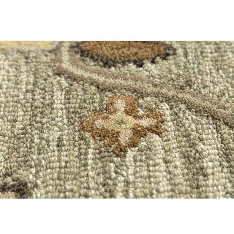 Tapis d'intérieur en laine Tiki, Sauge / beige, 7 pi 9 po x 9 pi 9 po
