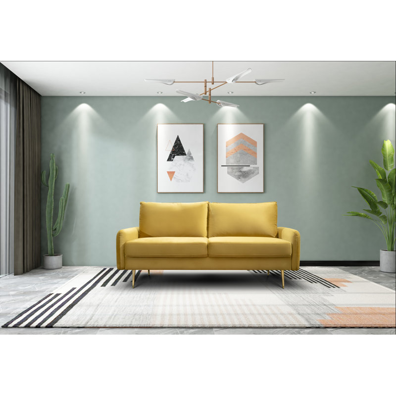 Siniard 70'' Upholstered Sofa, Gold 100% Polyester, 33.1" H X 70" W X 31.7" D