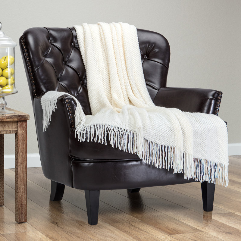 Round Pearl Textured Super Soft Throw, Cream