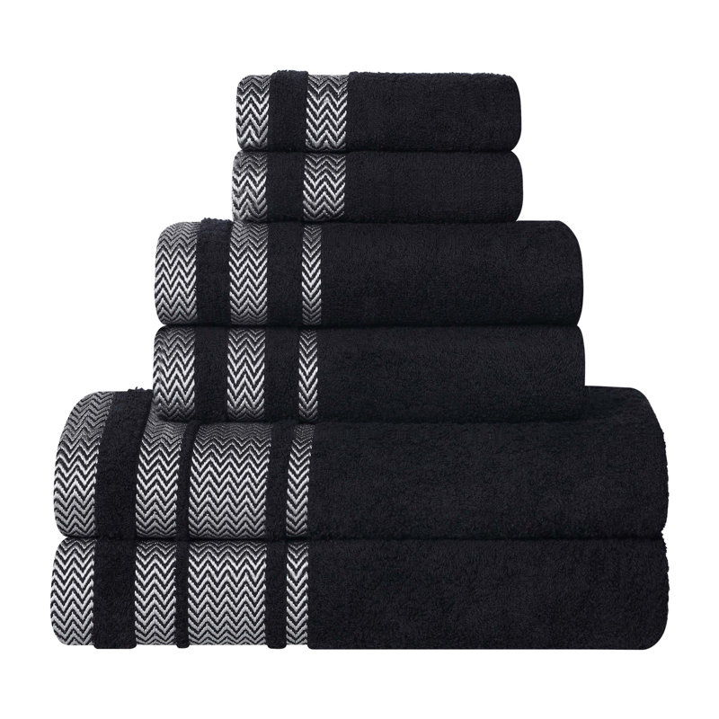 Ensemble de serviettes de bain 6 pièces Halia, Noir, noir, noir, noir
