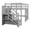 Lit mezzanine simple gris avec escalier de rangement et fenêtre - Structure en bois robuste pour chambre à coucher-1422529209