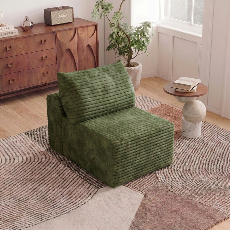 Canapé minimaliste avec méridienne réversible - Aucun assemblage requis, Vert